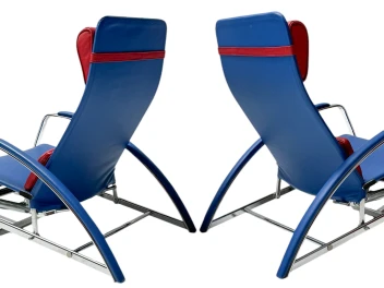 Pair of Grand Repos Lounge Chairs with Stools by Jean Prouvé Tecta , 1980s